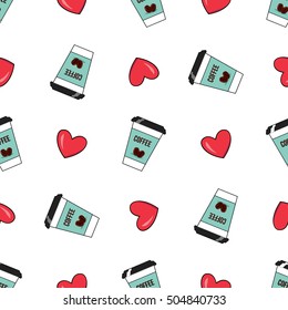 Coffee Love Light Vector Seamless Pattern