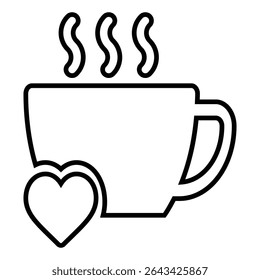 coffee love line icon design. coffee love thin black outline symbol vector illustration. editable stroke icon on transparent background.