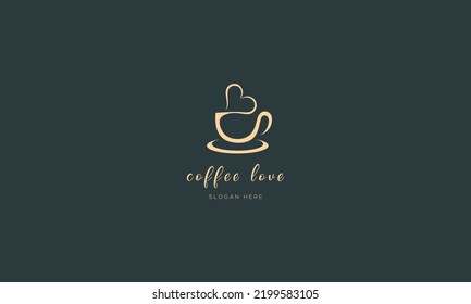 Coffee Love Logo Design With Coffee Cup And Heart.