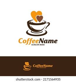 Plantilla de diseño del logotipo de Coffee Love. Vector de concepto del logotipo del café. Símbolo de icono creativo
