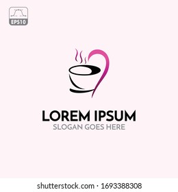 diseño del logotipo del amor del café - vector