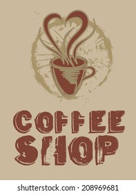 coffee love retro style vector art