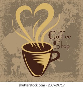 coffee love retro style vector art