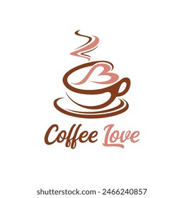 Coffee and love symbol logo design with minimalist stylish design concept.
