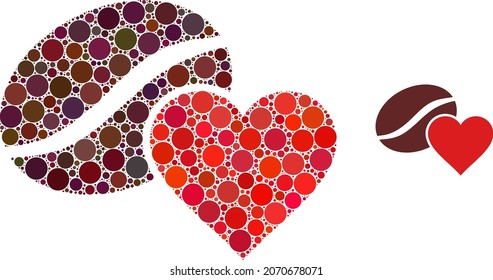 Coffee love vector composition of small circles in different sizes and color hues. Small circles are organized into coffee love vector composition. Abstract vector design concept.