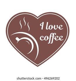 coffee love / Vector image of stylized coffee cup in heart, isolated on white background. 
