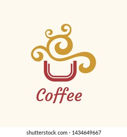 Coffee lover, coffee addict logo design, Cafe icon template
