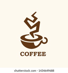 Coffee lover, coffee addict logo design, Cafe icon template