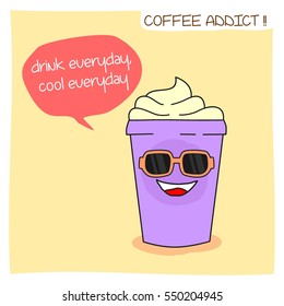 Coffee lover, cafe poster design. Coffee addict t shirt design