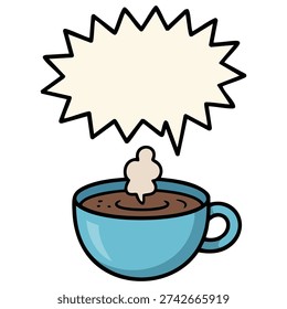 Coffee lover cup with speech bubble cartoon isolated vector illustration on white