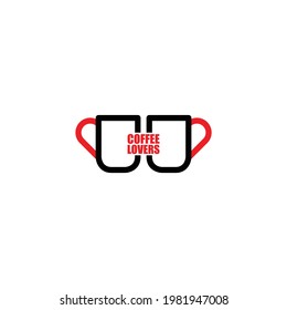 Coffee Lover flat logo. Coffee cup love logo.