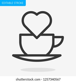 Coffee Lover Icon Vector Editable stroke. Pixel perfect