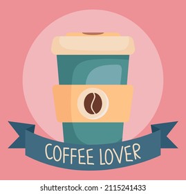 coffee lover illustration with coffee cup icon