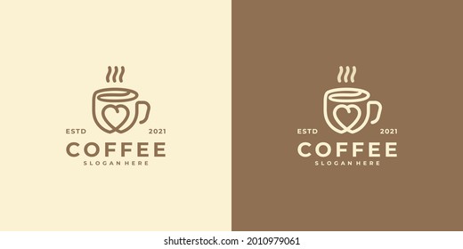 coffee lover logo with line art style