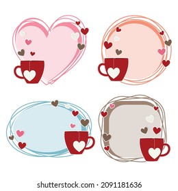 Coffee Lover pastel vector frames. Cute and sweet pastel frames vector illustration isolated on white background. Set of pastel frames and banners. 