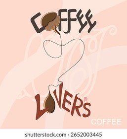 COFFEE LOVERS LOGO WITH COFFEE BEAN AND HEART LOGO VECTOR