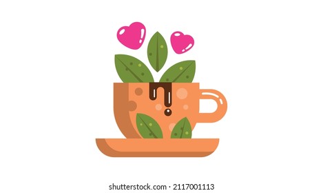 Coffee lovers. Two heart of coffee and a heart vector illustration.