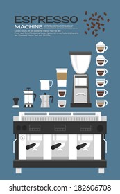 Coffee machine - accessories icons design, vector