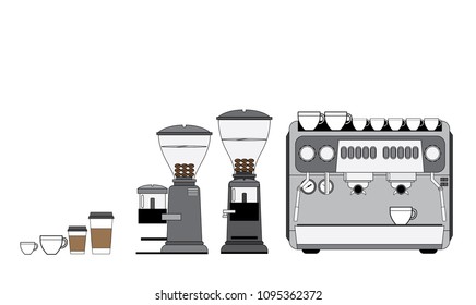 Coffee Machine and Accessories vector design