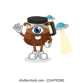vector de mascota alienígena de máquina de café