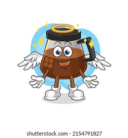 coffee machine angel with wings vector. cartoon character