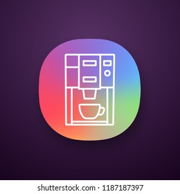 Coffee machine app icon. UI/UX user interface. Electric coffeemaker. Coffee house or cafe appliance. Web or mobile application. Vector isolated illustration