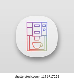 Coffee machine app icon. UI/UX user interface. Electric coffeemaker. Coffee house or cafe appliance. Web or mobile application. Vector isolated illustration