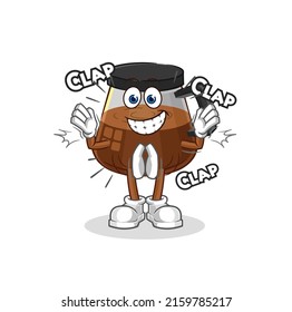 coffee machine applause illustration. character vector