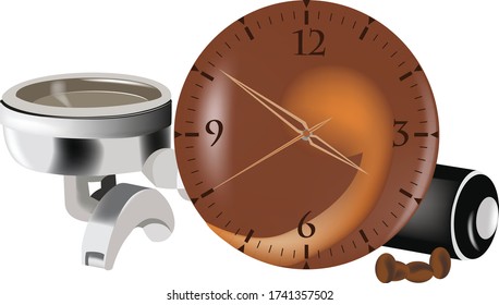 coffee machine arm with matching clock