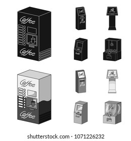 Coffee machine, ATM, information terminal. Terminals set collection icons in black,monochrom style isometric vector symbol stock illustration web .