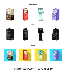Coffee machine, ATM, information terminal. Terminals set collection icons in cartoon,black,flat style isometric vector symbol stock illustration web .