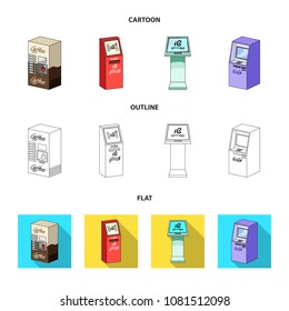 Coffee machine, ATM, information terminal. Terminals set collection icons in cartoon,outline,flat style isometric vector symbol stock illustration web .