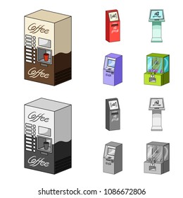 Coffee machine, ATM, information terminal. Terminals set collection icons in cartoon,monochrome style isometric vector symbol stock illustration web .