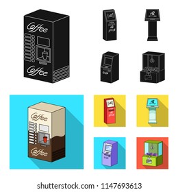 Coffee machine, ATM, information terminal. Terminals set collection icons in black, flat style isometric vector symbol stock illustration web .