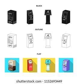 Coffee machine, ATM, information terminal. Terminals set collection icons in cartoon style isometric vector symbol stock illustration web .