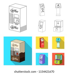 Coffee machine, ATM, information terminal. Terminals set collection icons in outline,flat style isometric vector symbol stock illustration web .