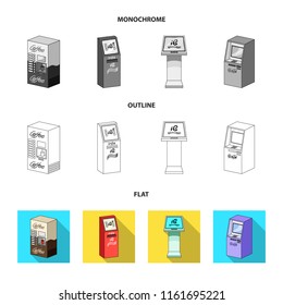 Coffee machine, ATM, information terminal. Terminals set collection icons in flat,outline,monochrome style isometric vector symbol stock illustration web .