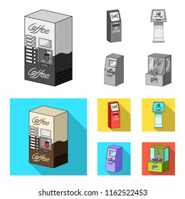 Coffee machine, ATM, information terminal. Terminals set collection icons in monochrome,flat style isometric vector symbol stock illustration web .