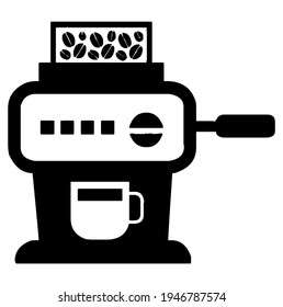 Coffee machine, automatic cappuccino, espresso, coffee maker, vector, illustration, in black and white color, isolated on white background