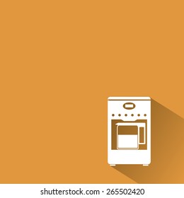 Coffee machine background . Long trail shadow, vector illustration eps 10. 