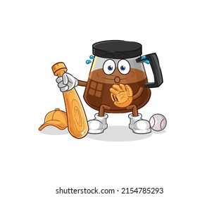 coffee machine baseball Catcher cartoon. cartoon mascot vector