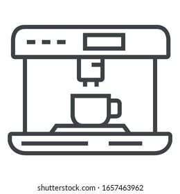 Coffee machine black line icon on white background
