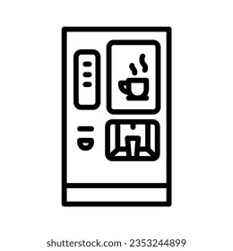 Coffee machine in black line icon. Self service machine. Pictogram for web page, mobile app, promo.