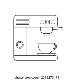 Coffee machine black line icon, flat style vector sign 