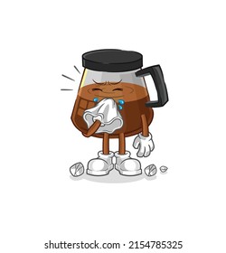 coffee machine blowing nose character. cartoon mascot vector