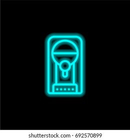 Coffee machine blue glowing neon ui ux icon. Glowing sign logo vector