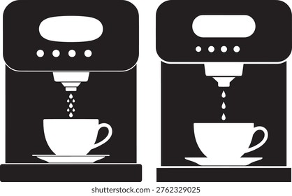Coffee machine brewing coffee, hot espresso, morning cup, automatic beverage maker