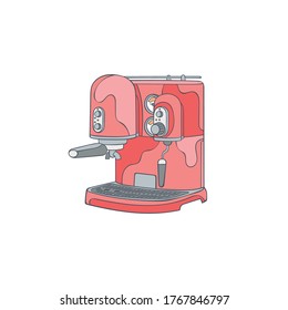 Máquina de café. Dibujo gráfico. Objeto vectorial aislado sobre fondo blanco.