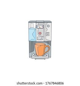 Coffee machine. Cartoon art. Isolated vector object on white background.