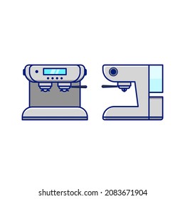 Coffee machine cartoon style icon vector illustration. Front and side view coffee machine.